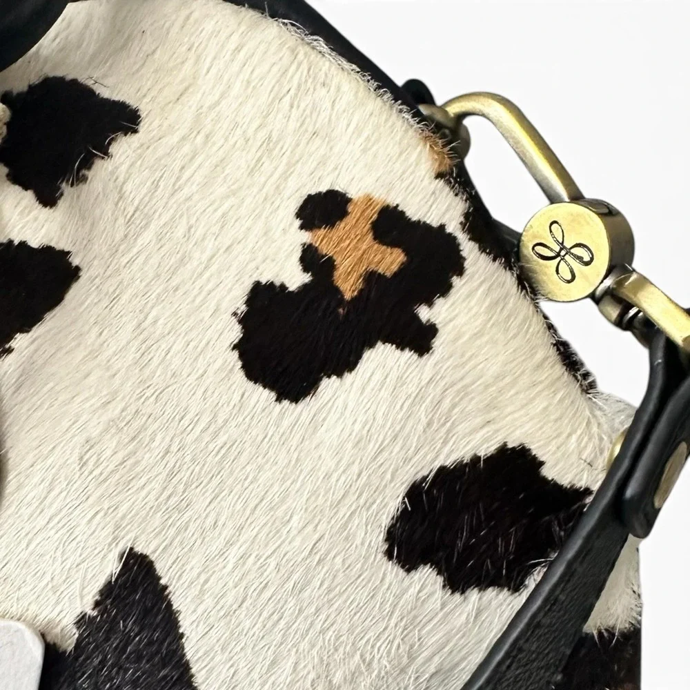 Hobo Sheila Small Satchel Cow Print Leather‎ Calf Hair NWT Crossbody & Dust Bag